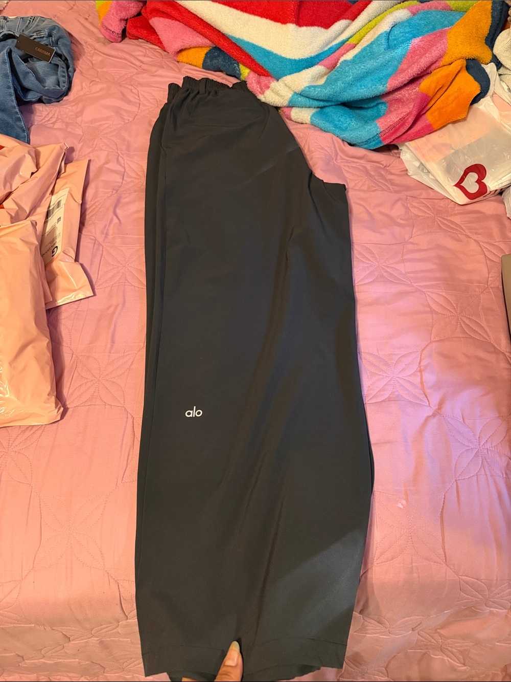 ALO Yoga Black Wide-Leg Trousers